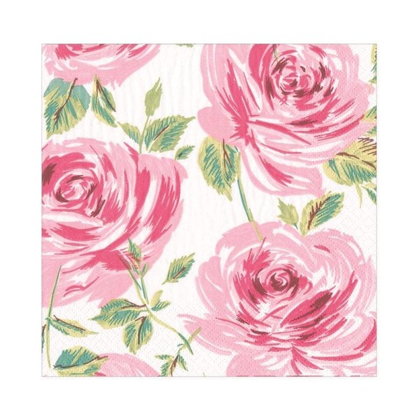 Caspari Bella Rosa Paper Luncheon Napkins in Pink, 20 Per Package