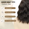 LOSMOEER Natural Brown Wig with Bangs Short Wavy Wigs for Women Shoulder Length Curly Bob Wigs Heat Resistant Synthetic Wigs for Halloween Cosplay Daily Party Use