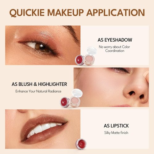 imakeupnow Cream Blush For Cheeks and Eye, Shimmer Eye Shadow Palette Pigmented Pink Blush Make Up Sets #002 Orange Soda