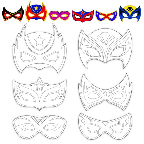 chiazllta 24 Pcs Color Your Own Super Theme hero Mask Craft DIY Hero Paper Mask Kits for Kids Chr...