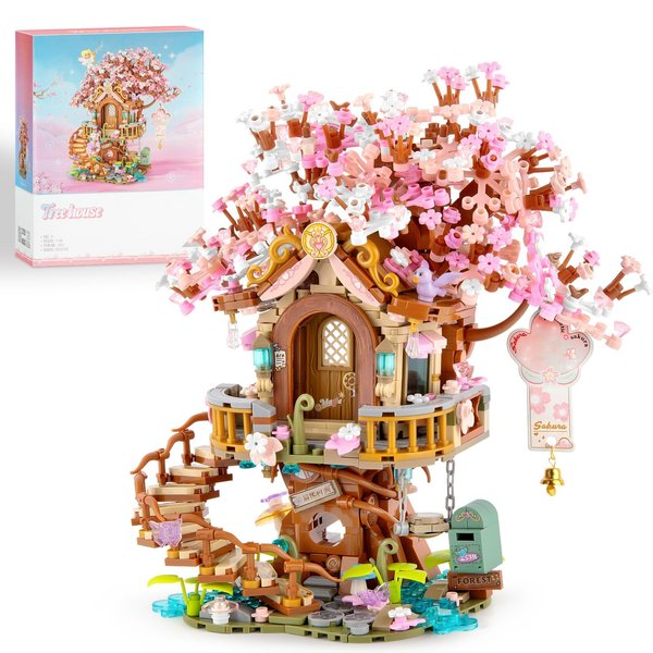 Vziimo Cherry Blossom Bonsai Tree Building Sets, Japanese Tree House Model Sets for Adults, 1149 PCS Mini Bricks Creative Gifts for Teens Girls 12+