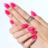 GLAMERMAID Press on Nails Short Almond, Handmade Fluorescence Hot Pink Glue on Gel Nails, Short Stiletto Acrylic False Nails Kits Reusable UV Finish Full Cover Stick on Nails for Women Girls