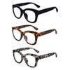 AMOMOMA 3 Pack Retro Oversized Reading Glasses for Women Blue Light Blocking Computer Readers Spring hinge AM6003 with Black+Brown+Grey Tortoise Frame 1.50 x