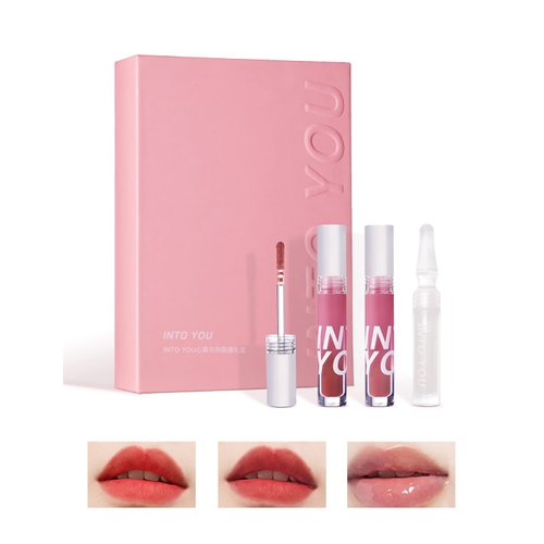INTO YOU 3pcs Liquid Lipstick Velvet Matte Lip Gloss Lightweight Long Lasting Non Sticky Lip Glaze Waterproof Lip Tint Lip Stains Gift Set