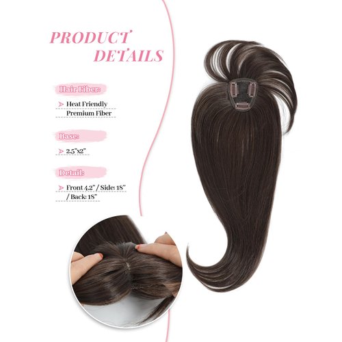 PANEWAY Bangs Hair Clip in Bangs Clip Fake Bangs with Topper 360°Cover Clip in Bangs for Women Brown Air Bangs Hairpieces for Women Curved Bangs for Daily Wear