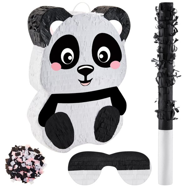 Lewtemi Piñatas for Birthday Party Colorful Piñata with Stick, Blindfold, Confetti for Adults Birthday Baby Shower Party Supplies(Panda Style)