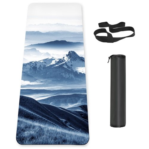 Knsbk Non Slip Yoga Mat TPE Workout Mat for Men Women, Thick Workout Mat with Carrying Strap, Fitness Mats for Exercise, Yoga, Fitness, Pilates, Floor Workouts (72" x 24" x 6mm)