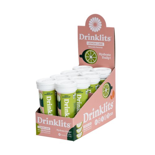 Drinklits Lemon-Lime Electrolyte Sports Drink Fizzy Hydration Tablets (8) Tube Bundle | Natural F...