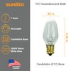 Sunlite 01280 7C7 Incandescent Bulb, 7 Watt, Candelabra E12 Base, C7 Small Night Light, Colored Bulb, Clear, 25 Count