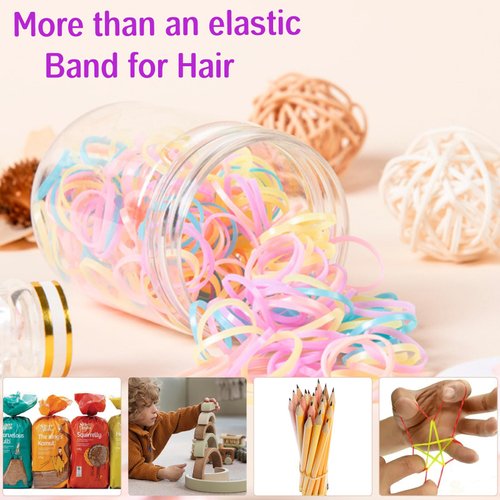 2000 PCS Hair Bands, Elastic Hair Band, Mini Hair Rubbers Ties with 2 PCS Topsy Tail Hair Tools for Girls Ponytail Hair Accessories, Soft Elastic Bands Non-Slip Small Hair Ties. (Colors)