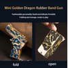 2pcs mini gold dragon rubber band gun Metal folding keychain New and interesting ideas Rubber band toy gun outdoors party gift