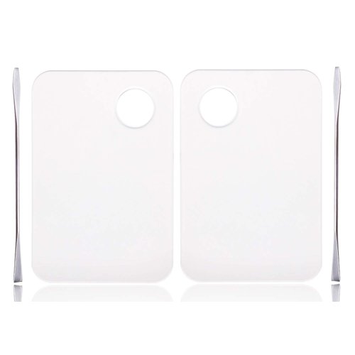 ONLYKXY 2 Pieces Makeup Palette and Spatula, Acrylic Cosmetic Palette, Nail Art Eye Shadow Lipsticks Mixing Makeup Tools