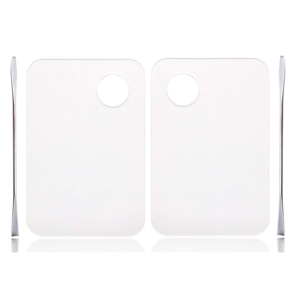 ONLYKXY 2 Pieces Makeup Palette and Spatula, Acrylic Cosmetic Palette, Nail Art Eye Shadow Lipsticks Mixing Makeup Tools