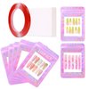 100PCS Press on Nail Packaging Bag and 100PCS White Cardboard Nail Tips Packaging Bags Empty Holographic Nail Storage Bags with 1 Roll Transparent Tape for Press on Nail Business (Pink, small)