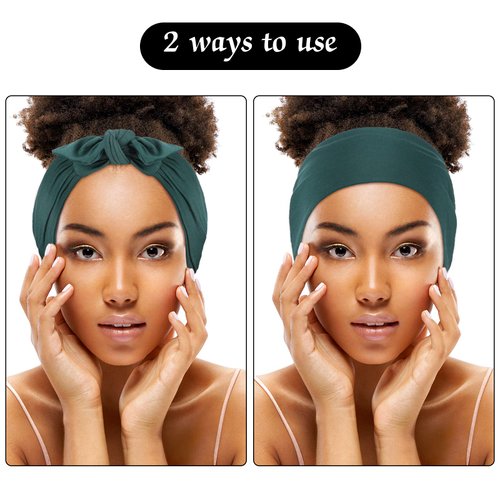 WILLBOND 6 Pieces Adjustable Headbands for Women, Bandana Headband Tie, Knotted African Hairband, Yoga Elastic Non Slip Floral Hairbands for Running Hiking Cycling Workout(Without Patterns)