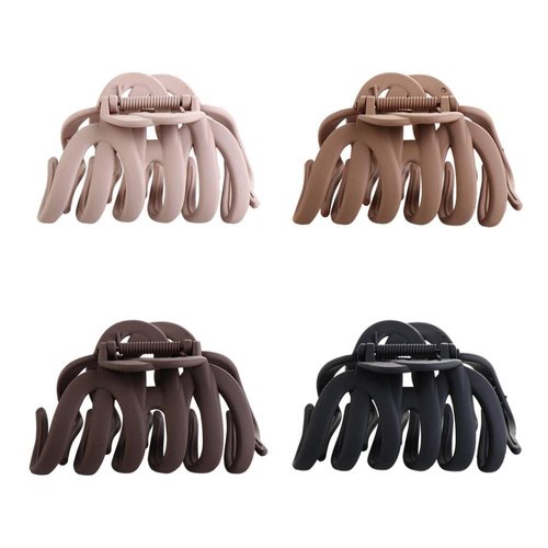 4Pcs Matte Pumkin Shape Hair Claw Plastic Hollow Ponytail Holder Clip Simple Irregular Shark Clip for Women Girls Hair Headwear