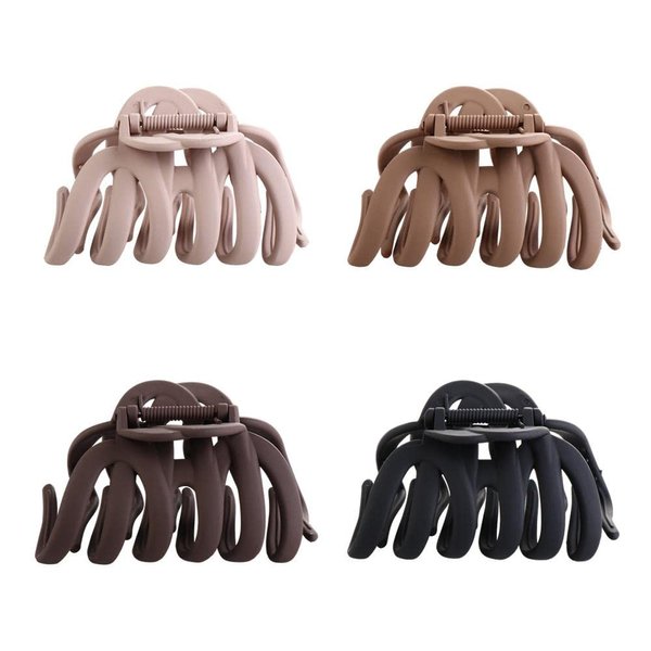 4Pcs Matte Pumkin Shape Hair Claw Plastic Hollow Ponytail Holder Clip Simple Irregular Shark Clip for Women Girls Hair Headwear