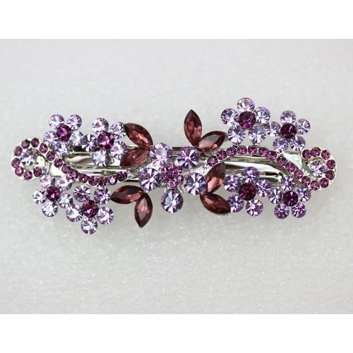 Faship Purple Crystal Flower Hair Barrette Clip