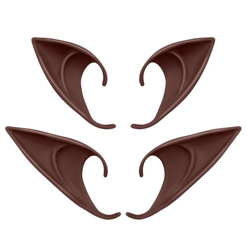 Cosplay Brown Elf Ears - 2 Pairs Fairy Pixie Ears Soft Pointed Ears Tips Anime Party Dress Up Costume Makeup Masquerade Accessories Halloween Elven Vampire Fairy Ears (Brown)