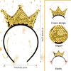 Dimeho Sequins Crown Headband, Princess Crowns Glitter Headbands Shiny Gold Hair Hoop Women Hair band Accessories Elastic Hair Decoration Christmas Birthday Party Favors Tiaras Supplies