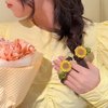 UUYYEO 4 Pcs Sunflower Scrunchies Flower Hair Ties Elastics Hair Bands Ponytail Holder Spring Hair Accessories for Women Girls