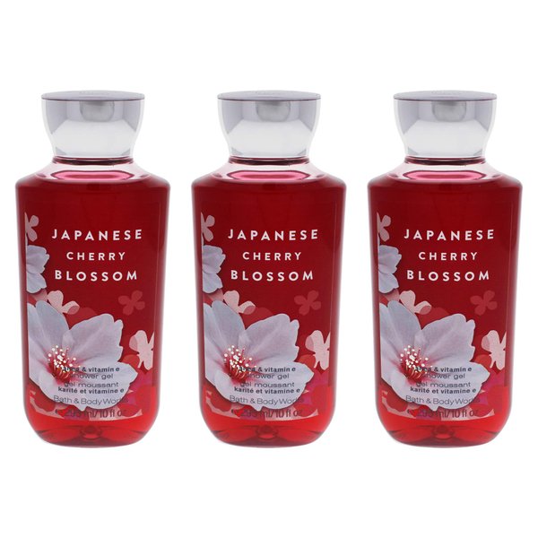 Japanese Cherry Blossom by Bath and Body Works for Women - 10 oz Shower Gel - Pack of 3