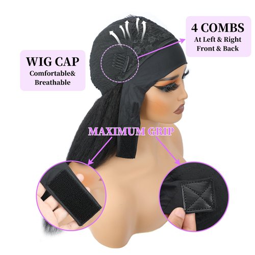 Jreitsere Headband Wig Kinky Straight 24 Inch Kinky Straight Headband Wig Human Hair Glueless Human Hair Wigs Machine Made No Lace Kinky Straight Headband Wig Natural color