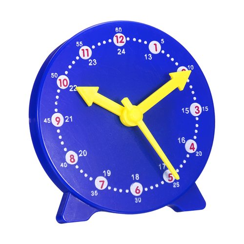 PATIKIL 4 inch Teaching Clock, Learn Clock Learning Tell Time Analog Clock Demonstration Clock 24 Hour 3 Pointers Geared Movement for Classroom Teacher, Blue