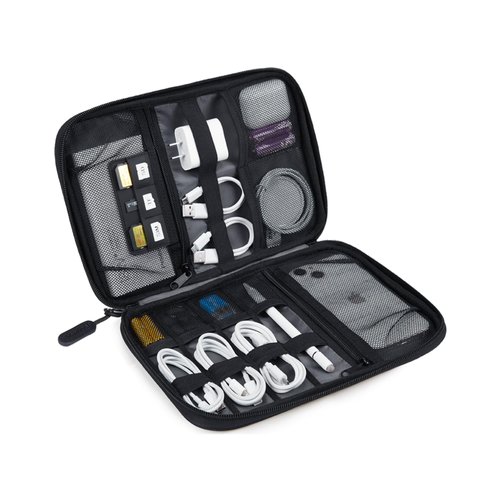 BAGSMART Electronics Organizer Travel Case, Small Cable Organizer Bag for Essentials, Tech Organizer as Accessories, Cord Organizer for Phone, Power Bank, SD Card, Black