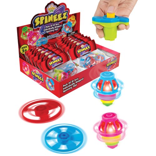 IPIDIPI TOYS Light Up Spinning Tops and Flying Saucer Disc - Light Up Spinner Toy for Kids - Christmas Party Favors, Stocking Stuffers, Birthday Gifts, Cool Games Boys and Girls, Red, Pack of 12 Sets