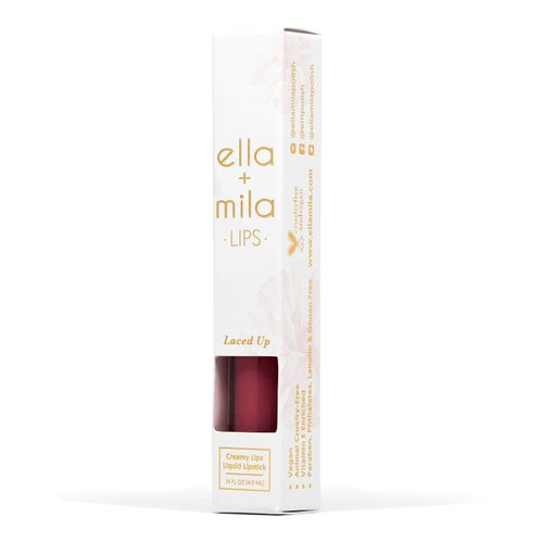 ella+mila Laced Up Nude Mauve Pink Liquid Lipstick - Moisturizing Pink Lipstick with Creamy Finish - Lightweight, Non-Sticky & Long Lasting Lipstick with Vitamin E - Cruelty-Free (0.13 fl oz)