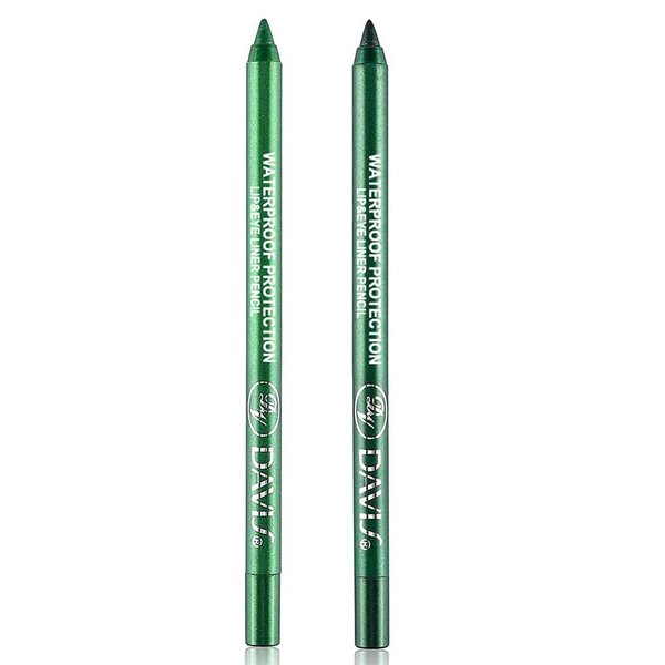 2 colros Eyeliner Pen, Eye Shadow Pencil, Pearl Eyeliner Kit Metallic Eyeliner Pencil Glitter Eyeliner for Women Eye&Lip Liner Professional Eye Makeup Colorful Eyeliner Eye Color (Green)