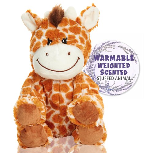 Warm Pals - Flirty Giraffe - 1.5lbs - Cozy Microwavable Lavender Scented Plush Toys - Heated Stuffed Animal - Heatable Coolable Bedtime Comfort Plushie