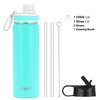 DRINCO Stainless Steel Water Bottle Spout Lid Vacuum Insulated Double Wall Water Bottle Wide Mouth (40oz 32oz 22oz 18oz 14oz) Leak Proof Keep Cold Sport Camping Hiking (22 oz, 22oz Teal)