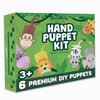 jackinthebox Hand Puppet Making Kit - 6 Safari Animals Felt Puppet Craft Kit for Kids, Creative DIY Arts & Crafts Kit Make Your Own Puppets, Storytelling Role Play, Great Craft Gifts for Kids Ages 4-8