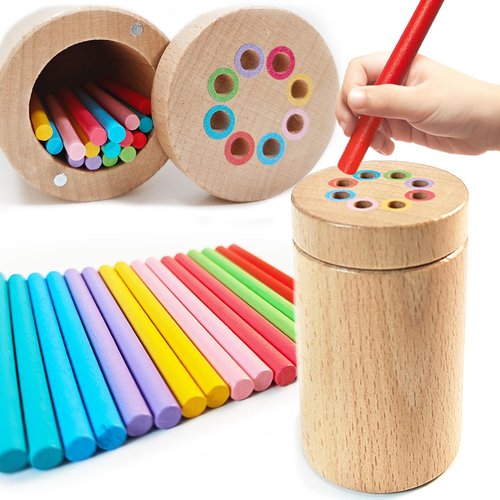 Weesdsio Montessori Toys for 3+ Year Old Boys Girls, Wooden Learning Color Sorting Toys for Toddlers Fine Motor Skills Sensory Toys for Toddlers Sensory Toys Travel Game Birthday for Boys Girls