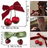 KuuGuu 10 PCS Cherry Bow Hair Clip Rhinestone Velvet Alligator Clips Fashion Non-slip Ponytail Hair Barrettes Cute Cherry Creative Hairpins for Women Girls Teen Winter Daily Christmas Hair Accessories