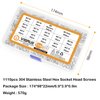 VIGRUE 1110PCS M3 Hex Socket Head Cap Screws Nuts Kit, M3 x 4/5/6/8/10/12/14/16/18/20/25/30mm Stainless Steel Screws Assortment Set w/Allen Wrench and Tip Curved Tweezer