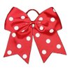 Bianca's Boutique New POLKA-DOT RED Cheer Bow Pony Tail 7 Inch Girls Hair Bows Cheerleading Practice Football Games Dance Uniform Hairbow Christmas Valentine's Grosgrain Ribbon