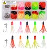 Grub Lures Fishing Jigs Head Hooks Kit- Soft Plastic Grub Tail Worm Lure Bait Crappie Jigs Buster Tubes Baits for Bass Trout Saltwater Freshwater Fishing 17-110pcs