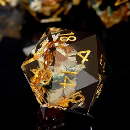 Haxtec DND Dice Set Sharp Edge Resin Dice Set with Dice Case, Flower D and D Dice, Polyhedral D&D Dice Set for Dungeons and Dragons TTRPGs DND Gift