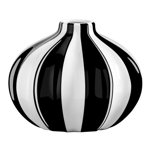 Torre & Tagus Abstract Black and White Vase - 7.25x5.5 Tall Modern Decor Ceramic Vase for Flowers with Stripes - Aesthetic Room Decor for Living Room Shelf, Fireplace Mantel, Entryway Console Table