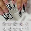 20Pcs Star Nail Charms for Acrylic Nails 3D Silver Stars Nail Rhinestones Star Design Nail Gems Jewels Crystal Diamond Alloy Star Nail Art Supplies Decor for Women Girls Nails Crafts DIY (Silver)