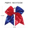 JustMyDress Girls Cheer Bow Ponytail Holder Big Hair Bow Tie with Glitter Sequins Bowknot JB80 (B3-Blue Red)