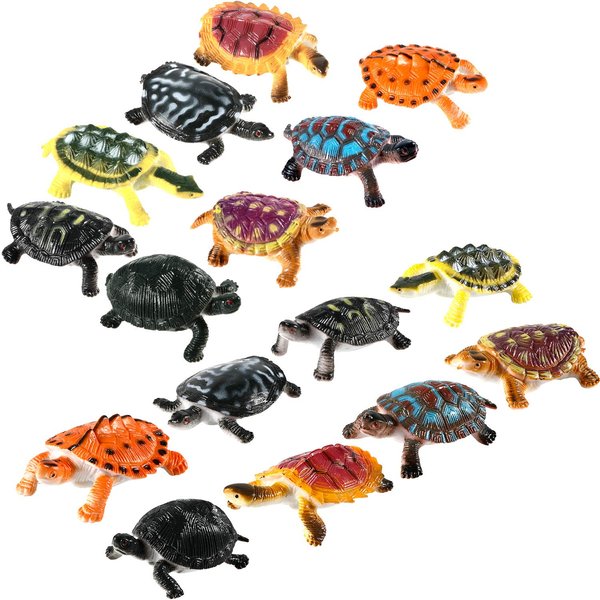Bememo 16 Pcs Plastic Turtles Party Decorations Small Sea Turtles Toys Mini Realistic Plastic Ocean Animals Figures Bath Fake Tortoises Educational Toy for Birthday Party Gifts