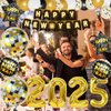 YQUQWN 84 PCS Happy New Years Party Decorations Set 2025, 4D Disco Ball New Years Eve Party Supplies, New Year Balloons, NYE Party Decorations Fringe Curtain, Happy New Year Decorations Supplies 2025