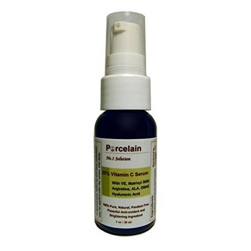 Porcelain 20% Vitamin C + E with Advanced Peptides (Matrixyl 3000 & Argireline), Alpha Lipoic Acid, DMAE and Hyaluronic Acid, Anti-aging, Brightens Dark Spots