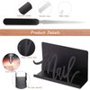 Mail Holder Black Metal Letter Sorter Tabletop Mail Cutout Organizer Mail Letter Document Stand with Letter Opener for Desktop Home Office School (Artistic Font)