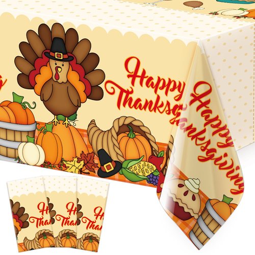 Thanksgiving Tablecloths 3 Pack Happy Thanksgiving Fall Table Cover Harvest Disposable Party Decorations 54 x 108