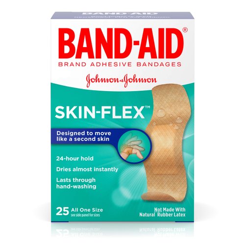 Band-Aid Brand Skin-Flex Adhesive Bandages for First Aid and Wound Care, Assorted Sizes, Tan, 25 Count